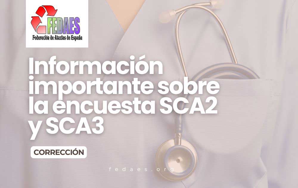 Información importante sobre la encuesta SCA2 y SCA3 – CORRECCIÓN